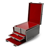 Eight Lindner Collector Trays in Aluminium Carry Case with Keys