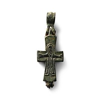 Byzantine Bronze Reliquary Cross Pendant