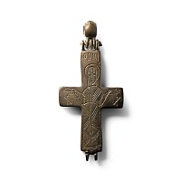 Byzantine Bronze Reliquary Cross Pendant