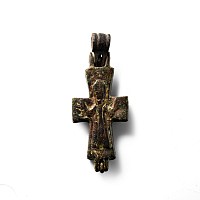 Byzantine Bronze Reliquary Cross Pendant