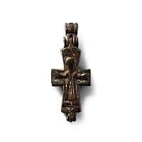 Byzantine Bronze Reliquary Cross Pendant