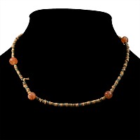 Egyptian Faience Mummy Bead Necklace with Carnelian Feature Beads