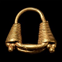 Assyrian Gold Earring with Double Twisted Wires