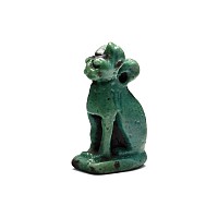 Egyptian Blue Faience Bastet Cat Amulet
