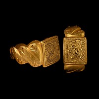 Medieval Style Gold Ring with Saint Christopher