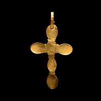 Byzantine Style Gold and Garnet Cross Pendant