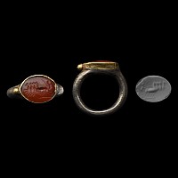 Roman or Parthian Silver Ring with Quadriga Gemstone