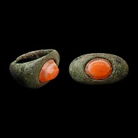 Roman Bronze Ring with Carnelian Gemstone