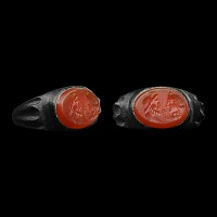 Roman Bronze Ring with Isis and Serapis Gemstone