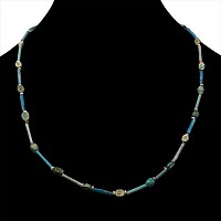 Egyptian Faience Mummy Bead Necklace with Reproduction Scarabs