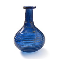 Roman Cobalt Blue Glass Bottle with Trail