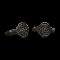 European Dark Age Bronze Ring with Warrior