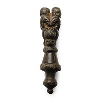 Viking Bronze Strap End with Bear's Heads