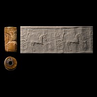 Western Asiatic Bone Cylinder Seal with Chariot