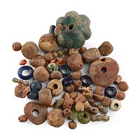 Anglo-Saxon Glass and Amber Necklace Bead Group