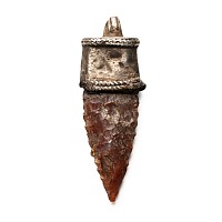 Viking Silver Elfshot Pendant with Stone Arrowhead