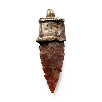 Viking Silver Elfshot Pendant with Stone Arrowhead