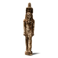 Egyptian Faience Nefertem Statuette with Hieroglyphs