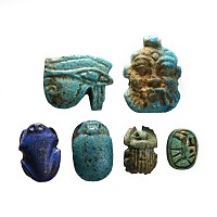 Egyptian Faience Amulet and Scarab Group