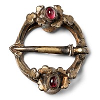 Medieval Silver-Gilt Brooch with Garnets