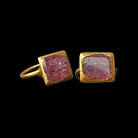 Spanish Gold Ring with a Table-Cut Red Spinel