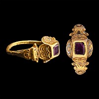 Renaissance Gold and Enamel Ring with Ruby