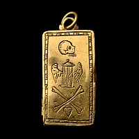 Post Medieval Memento Mori Coffin Pendant with a Skeleton