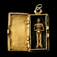 Post Medieval Memento Mori Coffin Pendant with a Skeleton