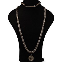 Large Viking Silver Interlaced Chain with Amuletic Rock Crystal Pendant