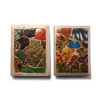 Roman Mosaic Glass Paperweight Pair