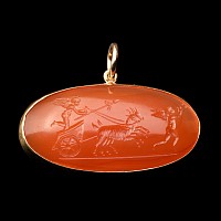 Neoclassical Carnelian Gemstone with Bacchic Procession