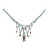 Egyptian Blue Faience Bead Necklace with Taweret