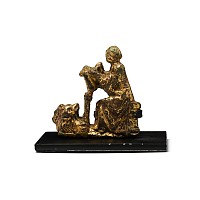 Medieval Gilt Bronze Mount of Saint Mark with Lion