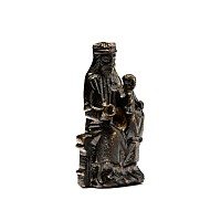 Medieval Bronze Seated Figure of Madonna and Child