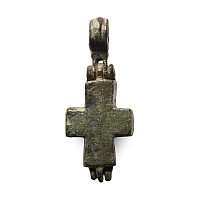 Byzantine Bronze Reliquary Cross Pendant