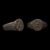 Medieval Bronze Ring with Hourglasses
