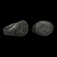 Medieval Bronze Ring with Expanding Cross