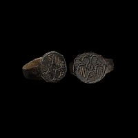 Medieval Bronze Ring with Double-Headed Eagle