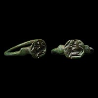 Greek Bronze Ring with Horse and Rider