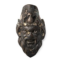 Roman Bronze Bacchus Mount with Silver Inlay