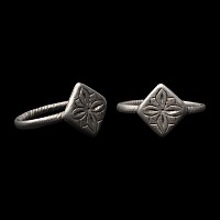 Medieval Silver Ring with Floral Cross