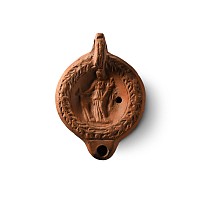 Roman Terracotta Oil Lamp with Goddess Fortuna