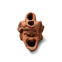 Roman Miniature Terracotta Oil Lamp with Theatre Mask