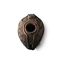 Byzantine Terracotta Oil Lamp with Cross and Birds