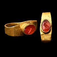 Roman Gold Ring with Stork Gemstone