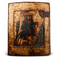 Painted Wooden Icon with Saints Boris and Gleb