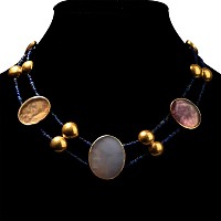 Late Hellenistic-Early Roman Gemstone, Gold and Glass Bead Necklace