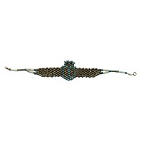 Egyptian Faience Mummy Bead Bracelet with Winged Scarab