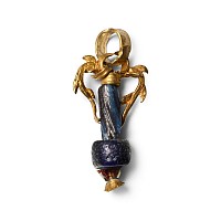 Hellenistic Gold Dolphin and Jasper Amphora Pendant