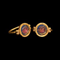 Byzantine Gold Ring with Head of Christ Gemstone